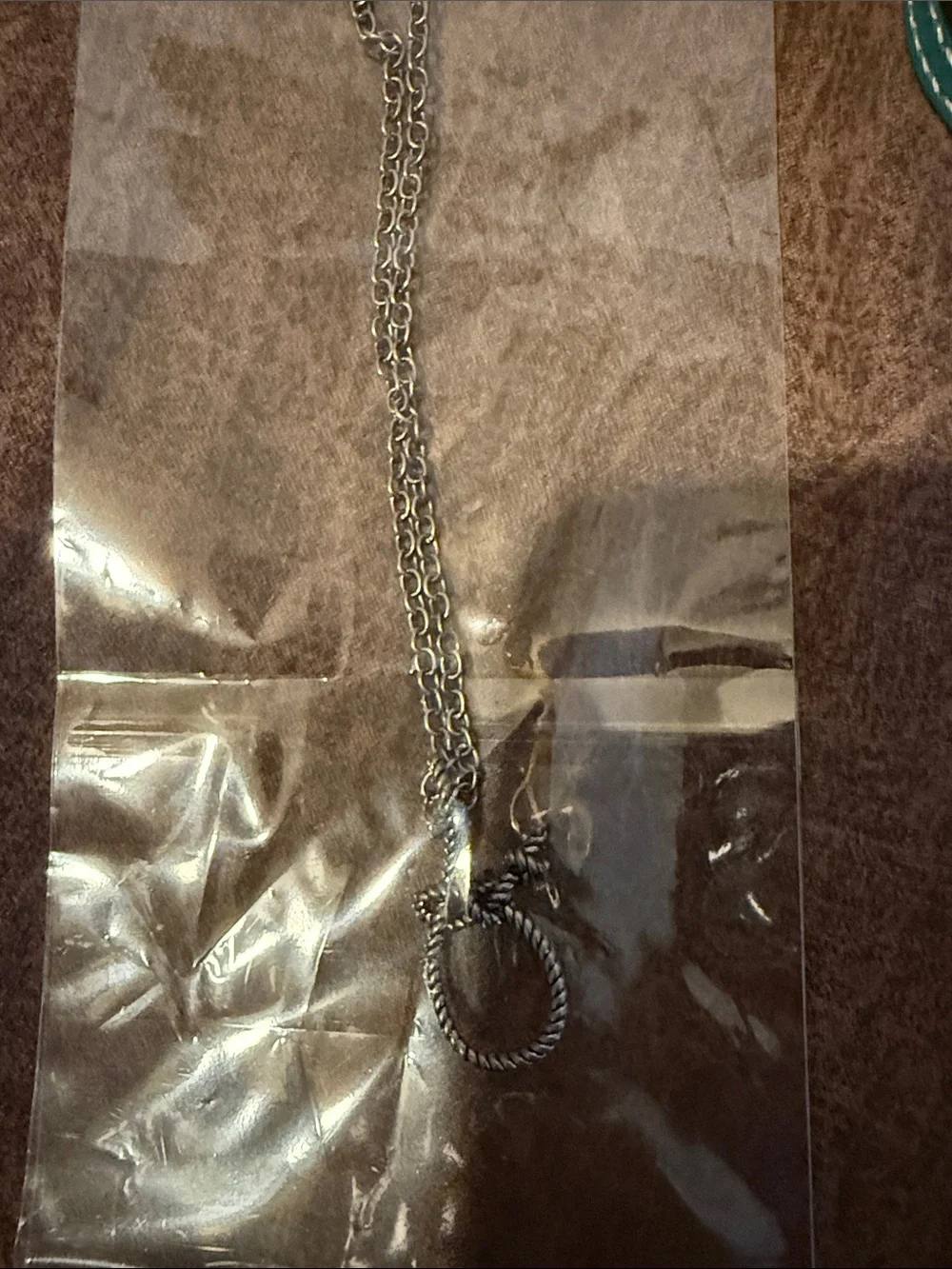 Justin Boots Kids Silver Necklace with Brown Leather Bracelet